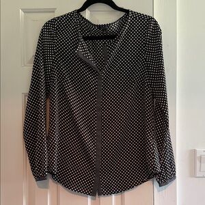 Ann Taylor Black and White Polka Dot Blouse